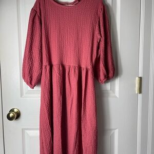 Trendyol Pink Textured Midi Dress